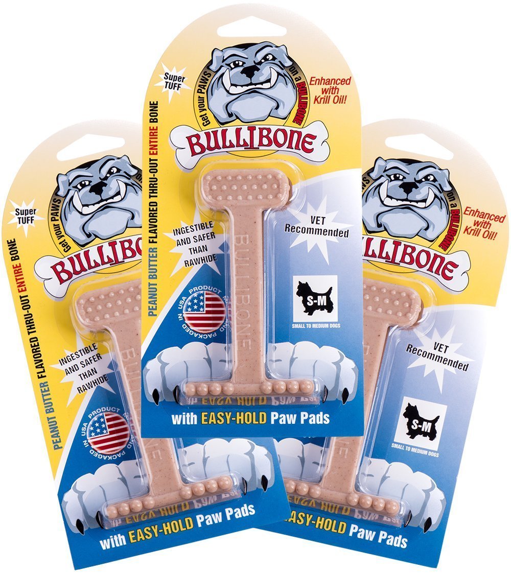 Bullibone os nylon dentition petit chien — surface texturée qui nettoie les dents.