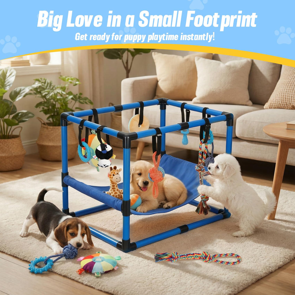 Bullro aire de jeux chiots bleu: parfait pour chiots et petits animaux en intérieur.