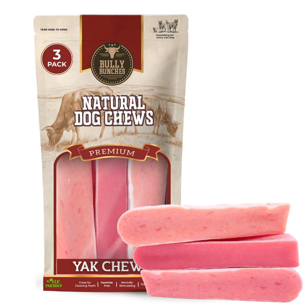 Bully Bunches Yak Chew Fraise 100g : friandise naturelle pour mâcher et régaler