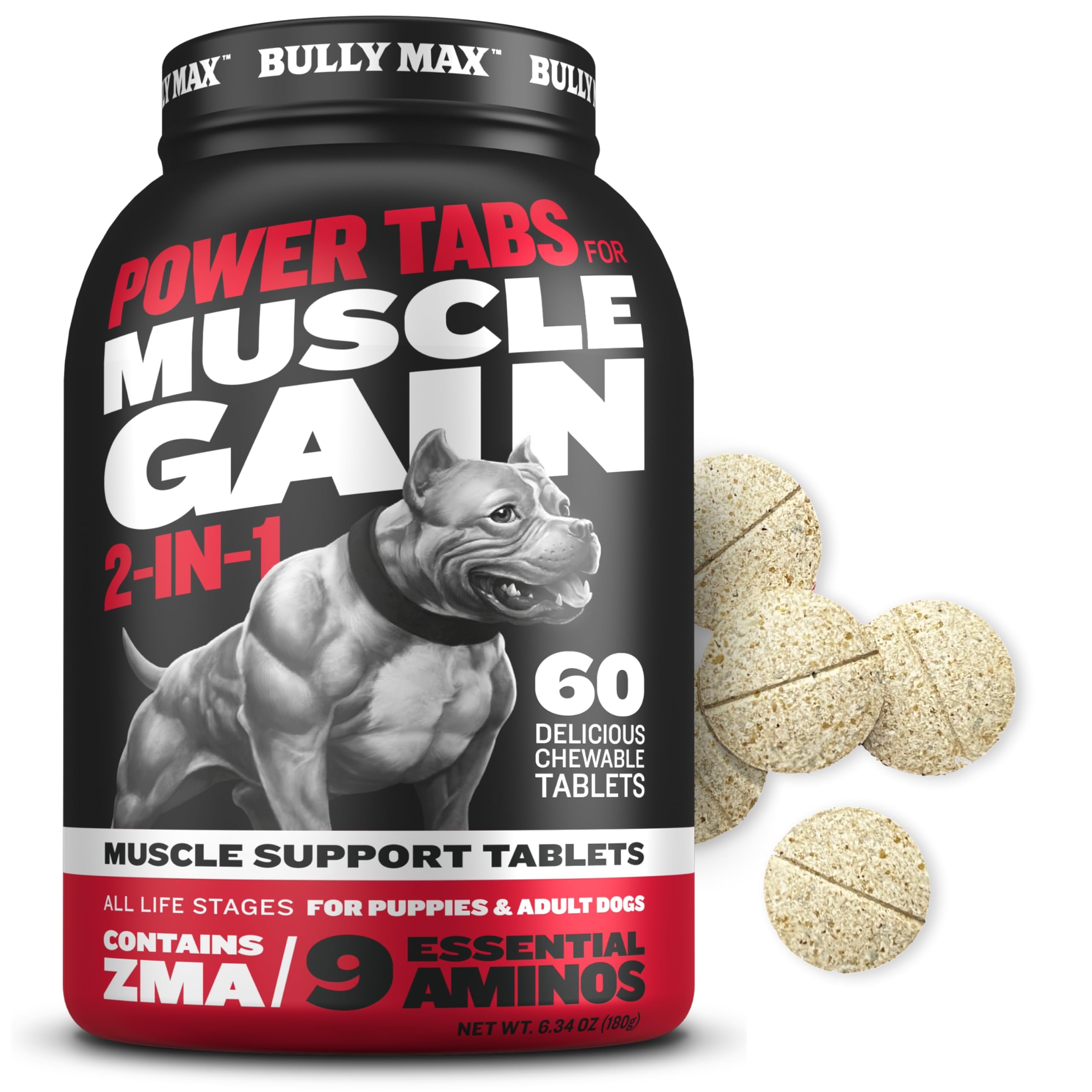 Bully Max: bouteille de compléments soutenant potentiellement la masse musculaire.