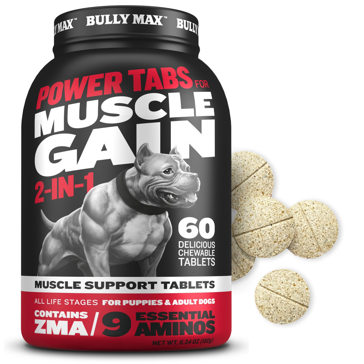 Bully Max: bouteille de compléments soutenant potentiellement la masse musculaire.
