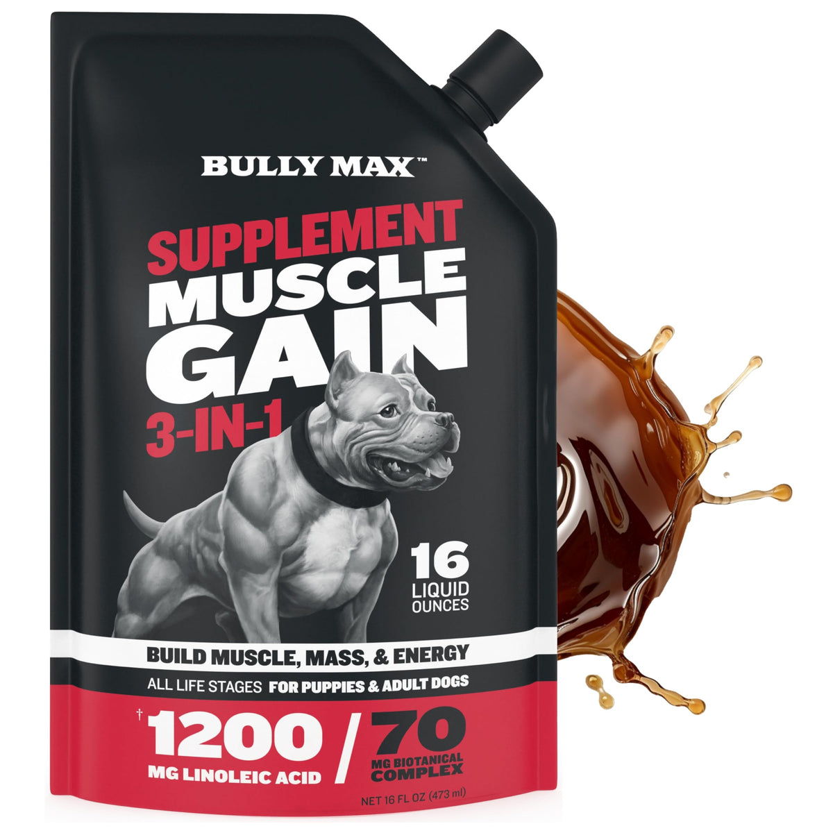 Bully Max flacon liquide Muscle: soutien musculaire et énergie durable.