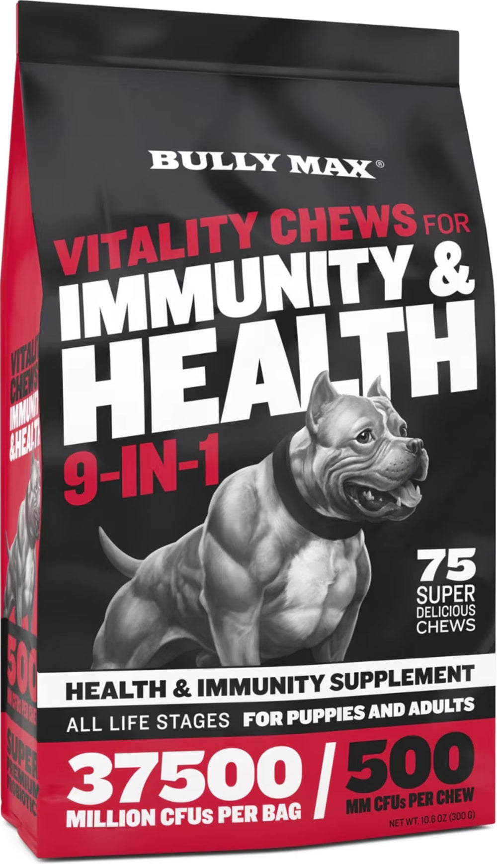 Bully Max Gomme Santé Chien: soutien immunitaire et vitalité au quotidien.