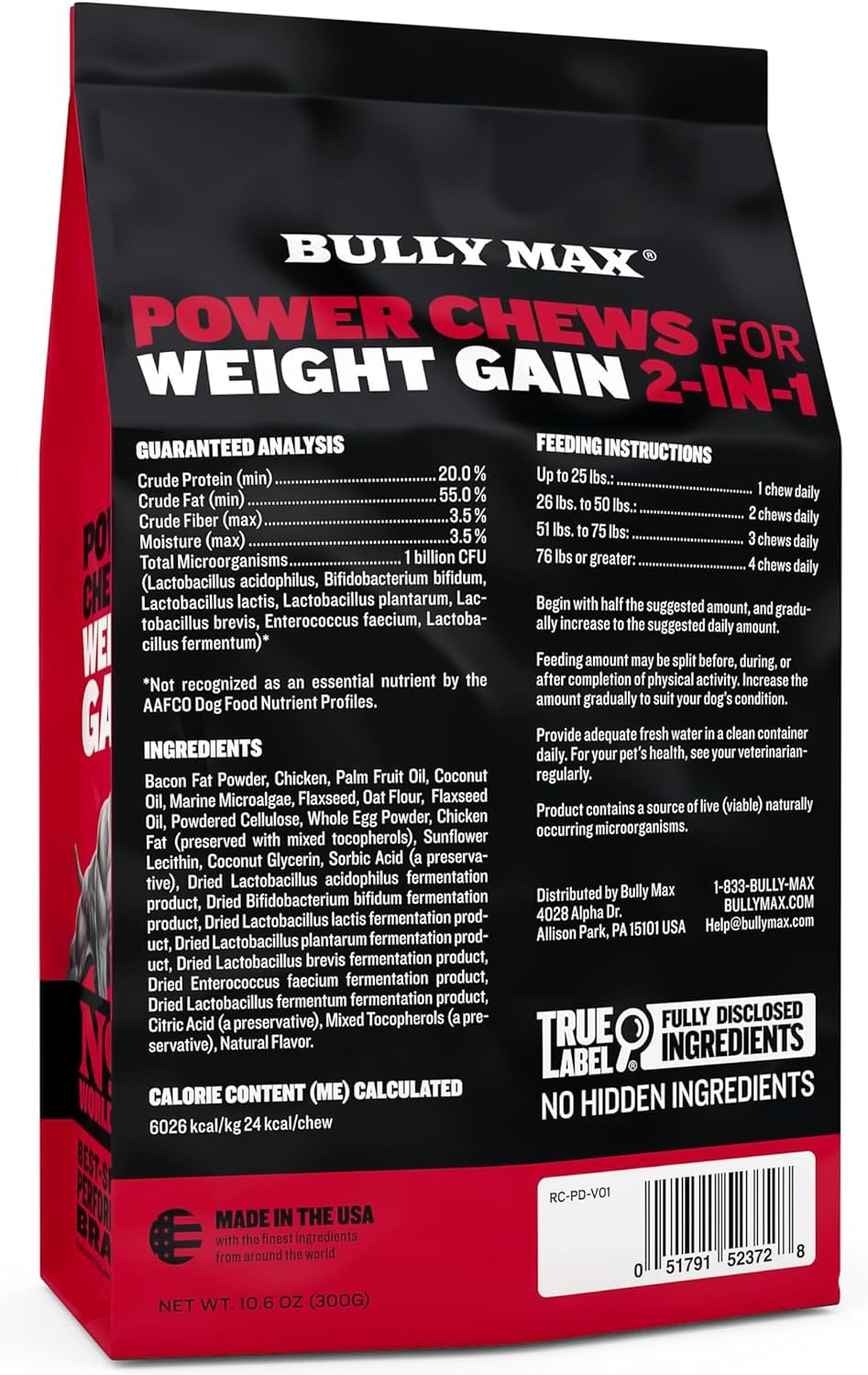 Bully Max Weight Gainer – sachets, duo de paquets, apport calorique élevé pour chiens.