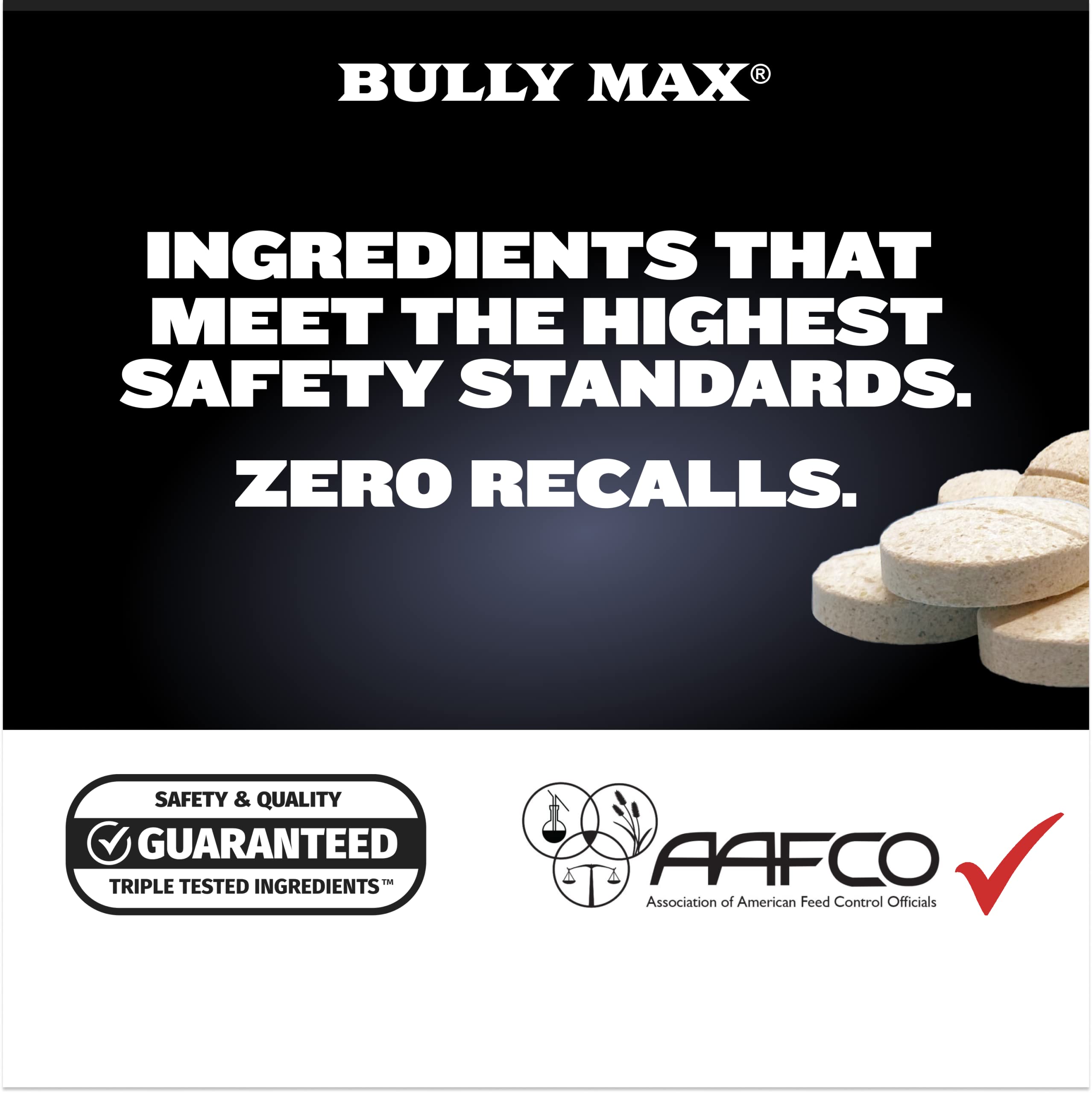 Tablettes Bully Max formulation naturelle sans colorants artificiels.