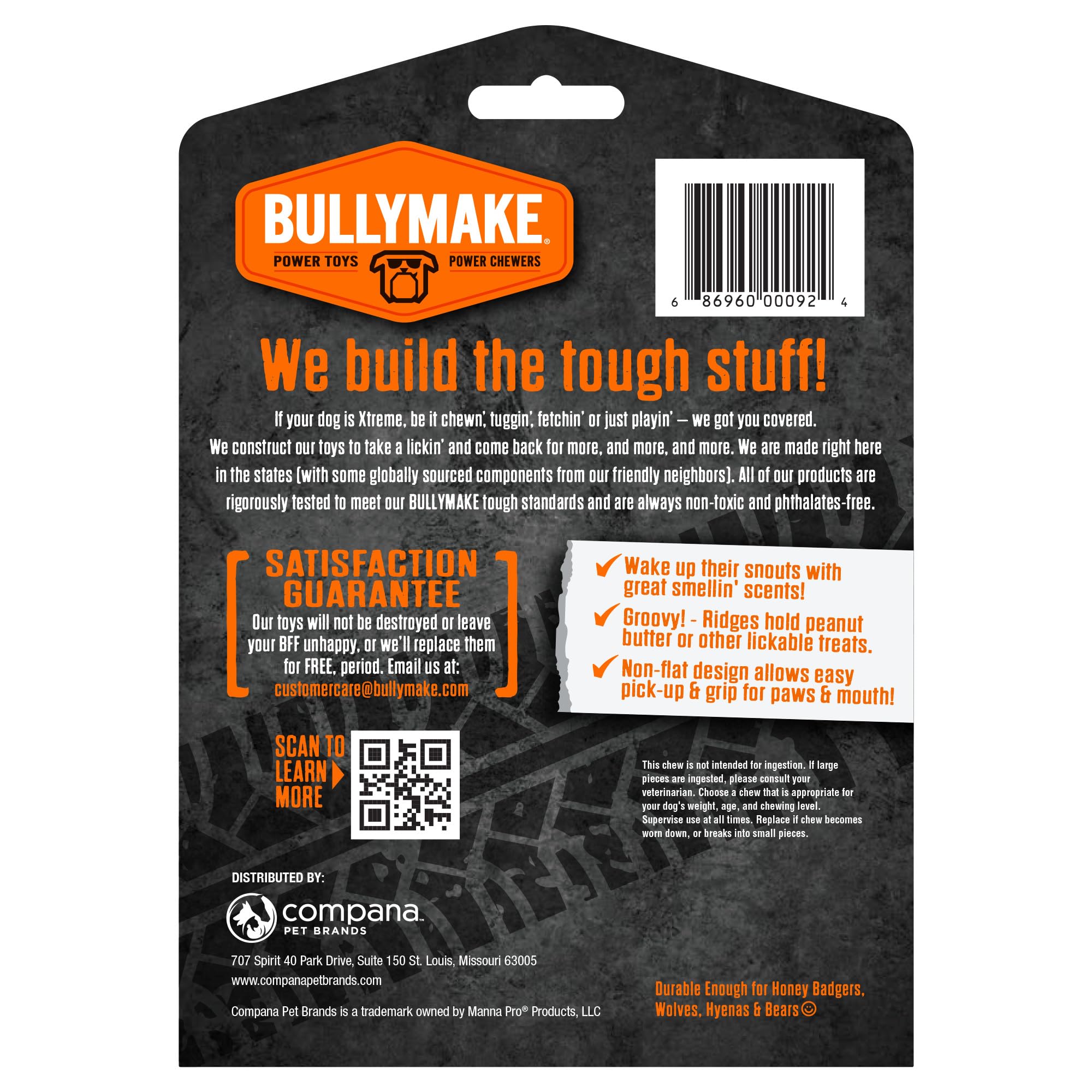 BULLYMAKE fabriqué aux États‑Unis steak rouge, qualité et sécurité garanties.