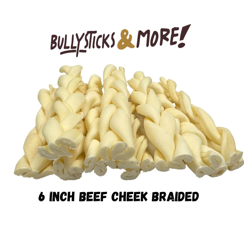 Bullysticks & More – texture des nattes de joue de bœuf, appétissante pour chien.