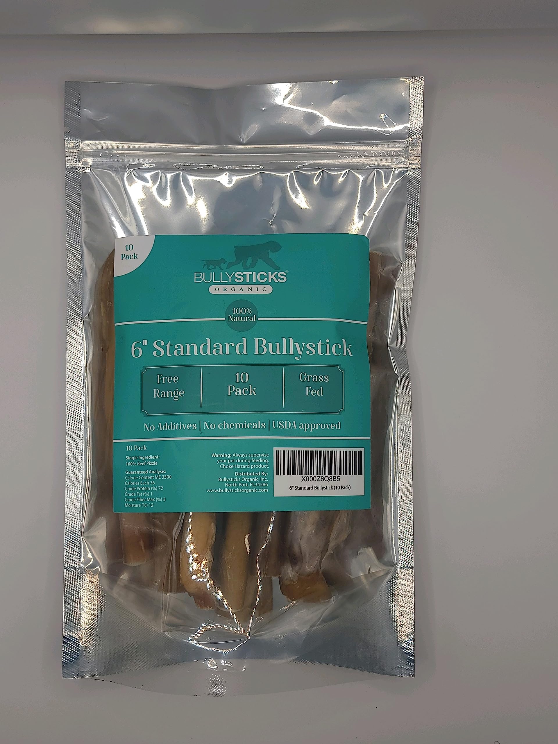 Bullysticks Organic Standard 6-pouces batonnet naturel pour chien, ideal pour l'occupation.