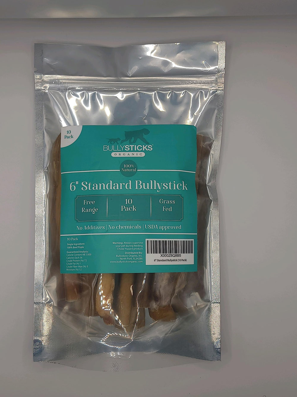 Bullysticks Organic Standard 6-pouces batonnet naturel pour chien, ideal pour l'occupation.