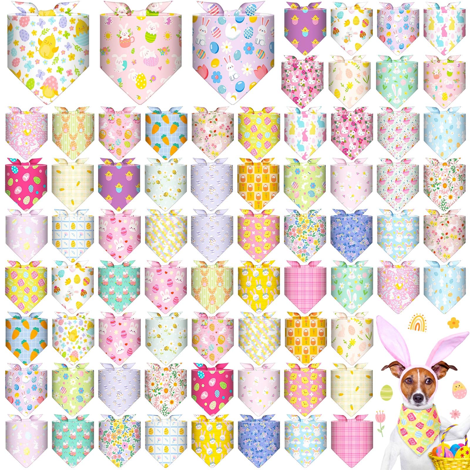 Bandanas Bulyoou ensemble 72 pour chien, parfait pour fêtes et photos festives.