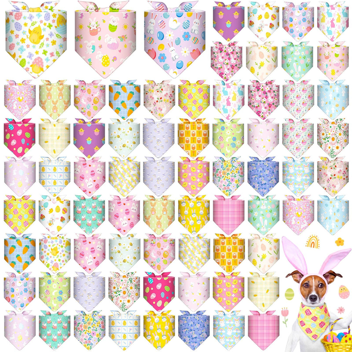 Bandanas Bulyoou ensemble 72 pour chien, parfait pour fêtes et photos festives.