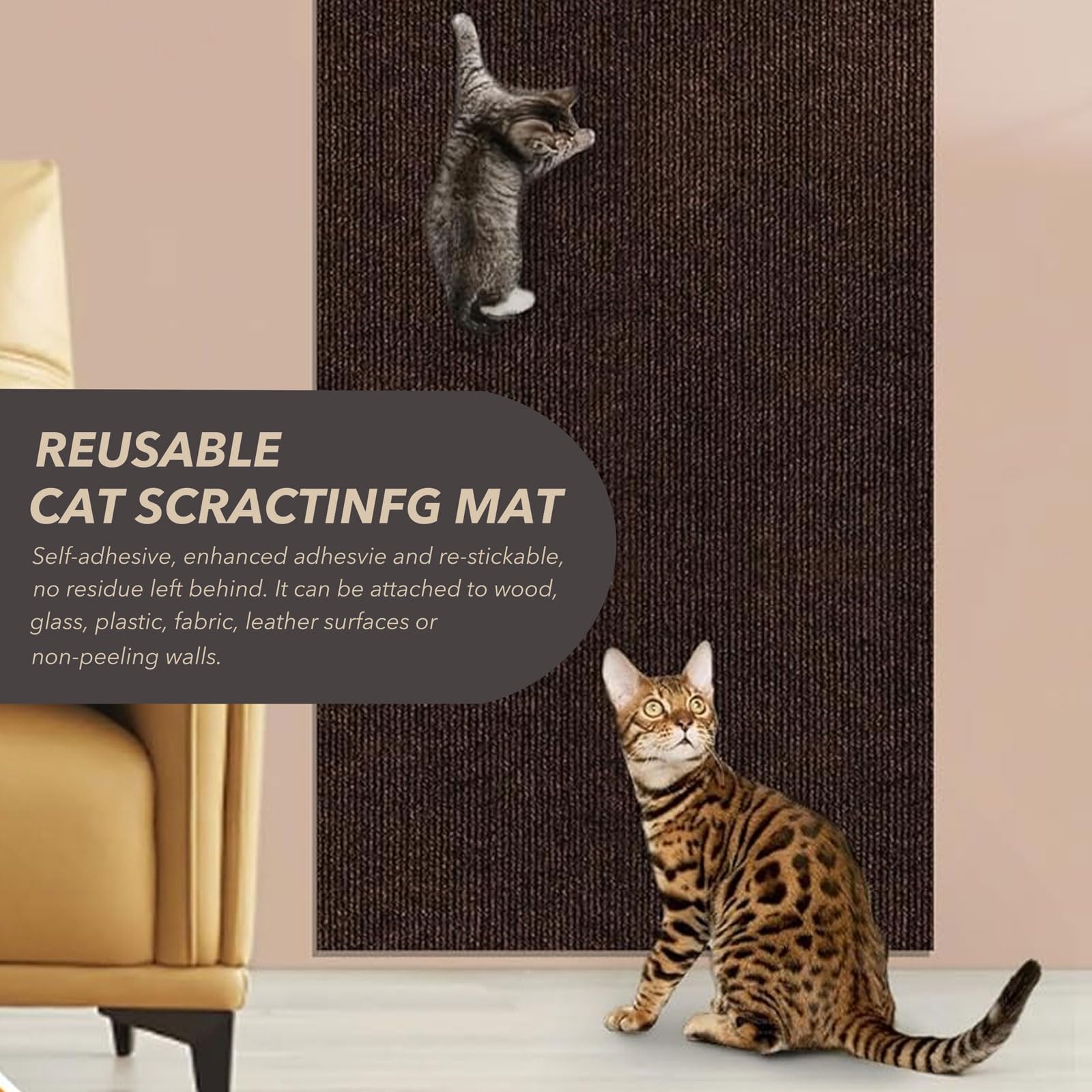 BumaiGo Tapis Griffes Chat durable épaisseur 0,2 pouce pour longévité.