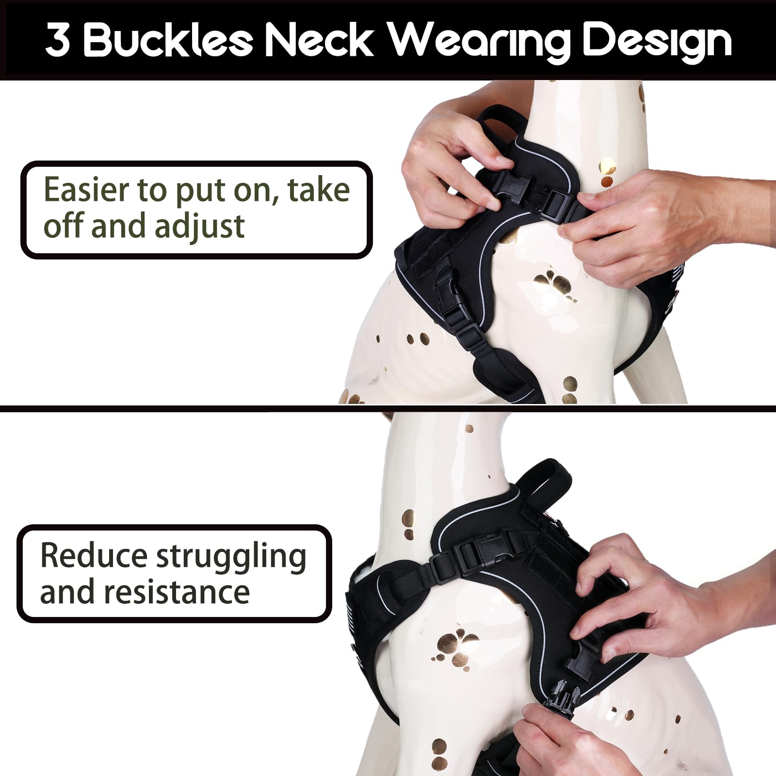 Boucles rapides et Velcro, mise en place simple et securisee.
