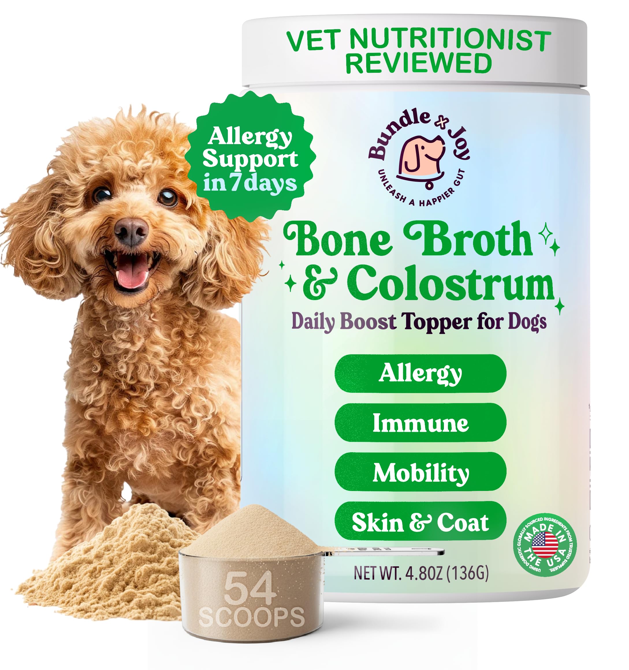 Bundle x Joy bouillon os boeuf pour chien: soutien digestif potentiel et goût apprécié.