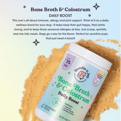 Bundle x Joy colostrum bovin pour chien: soutien immunitaire naturel et bien-être intestinal.