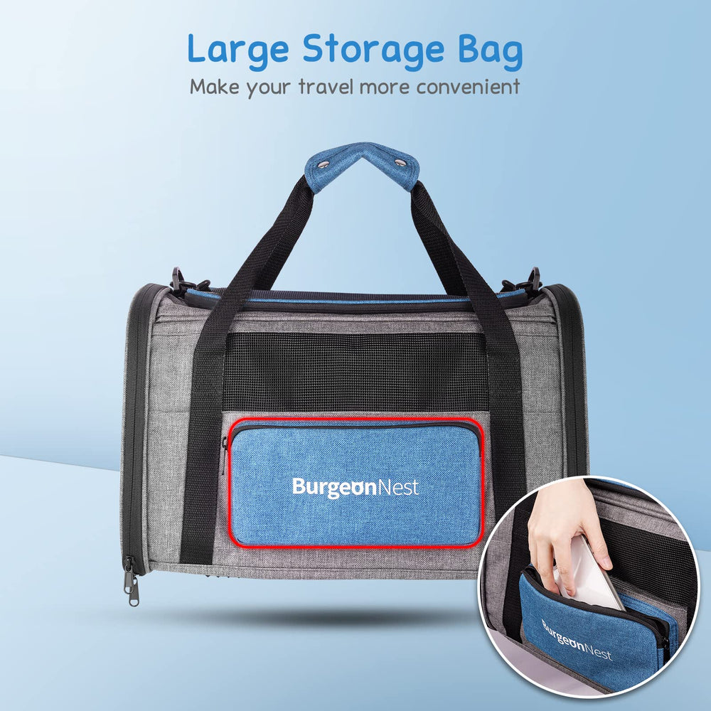 Grand rangement latéral Burgenest pour accessoires, sacs et gamelles en voyage.