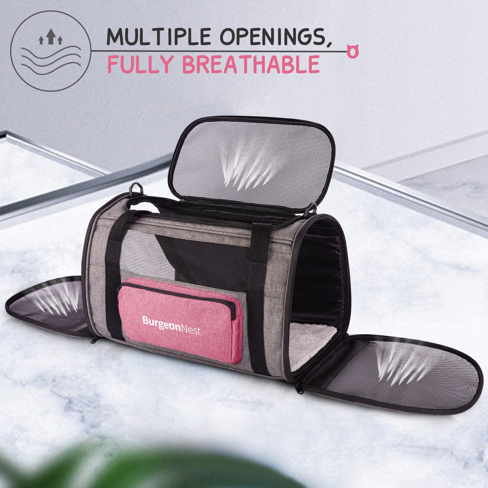 BurgeonNest sac transport chat – poche latérale pratique pour accessoires pendant les trajets.