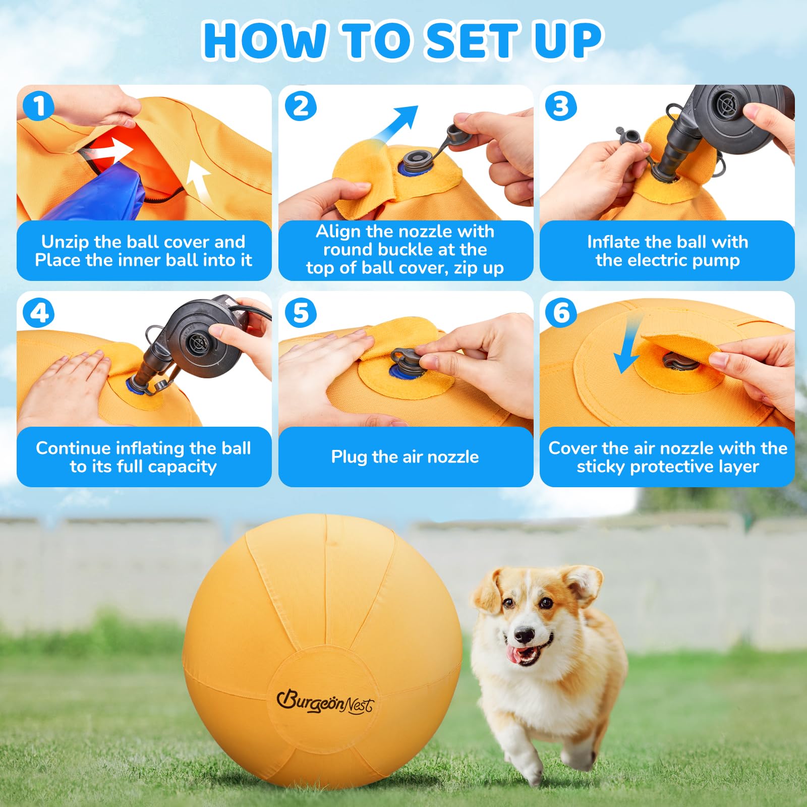 BurgeonNest balle dressage golden retriever jaune, favorise le jeu interactif
