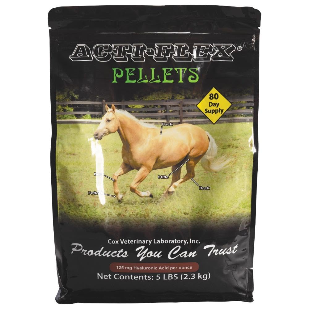 BUTO Acti-Flex Pellet, bouteille montrant le produit et soutien potentiel à la mobilité équine