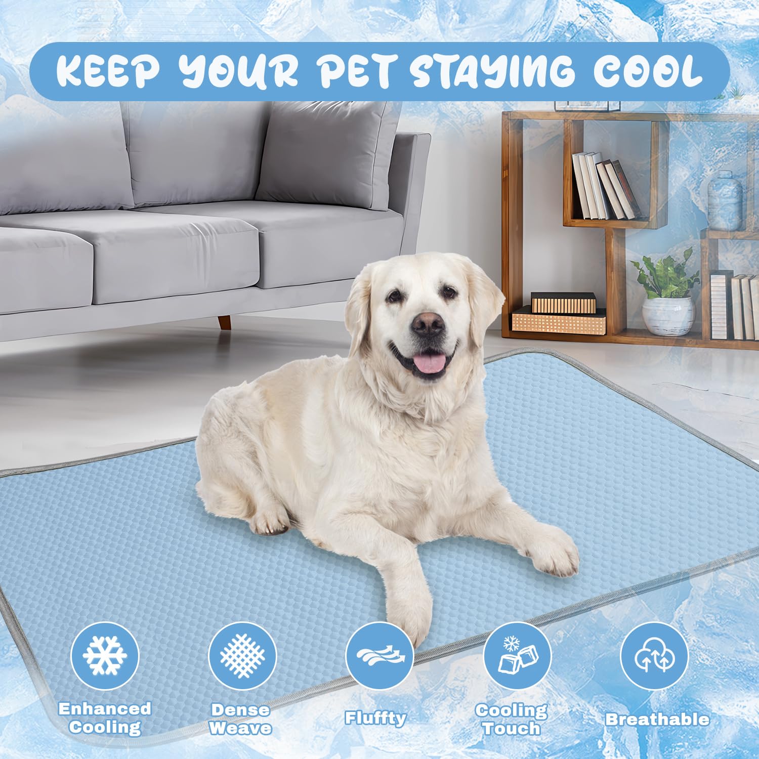 Tapis froid Buvlnee pour chien, dos, surface douce et confortable