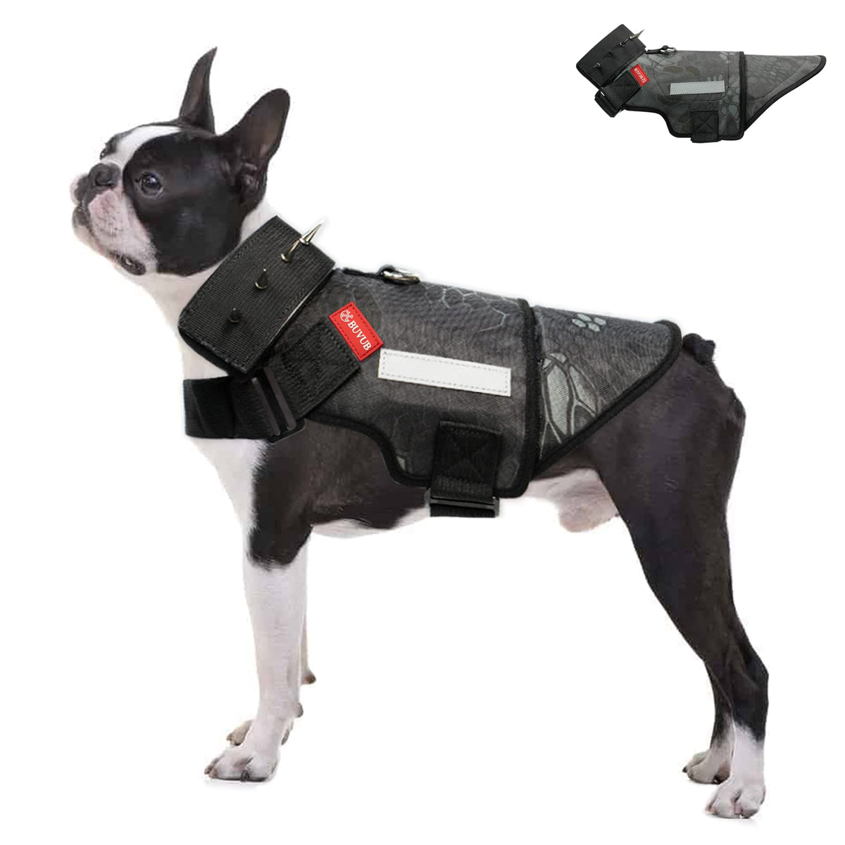 Harnais BUUVUB avec plaque d'acier malléable pour une protection ajustable lors des sorties.