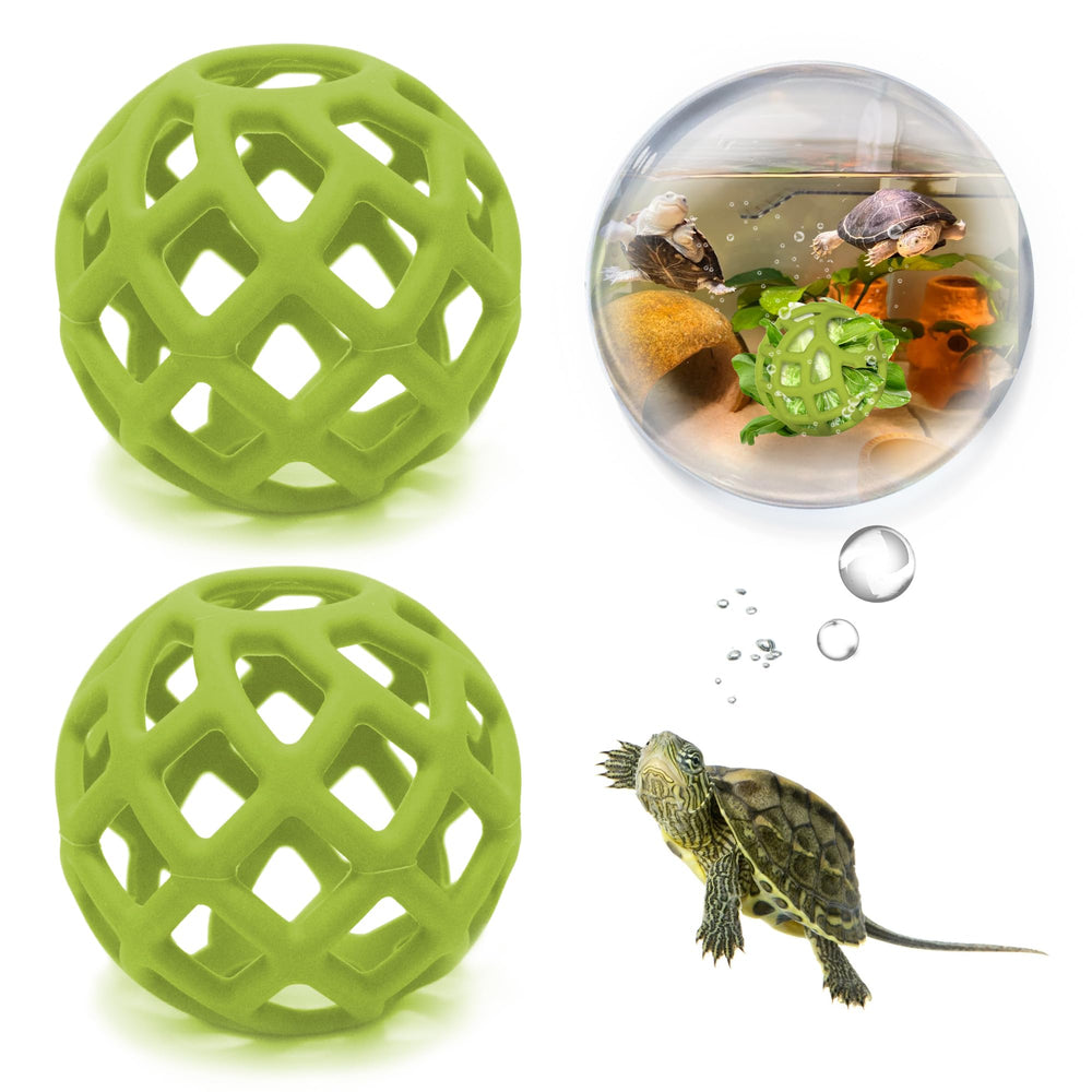 Boule BUYBYLOV pour nourriture de tortue, verte et facile à remplir.
