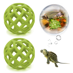 Boule BUYBYLOV pour nourriture de tortue, verte et facile à remplir.
