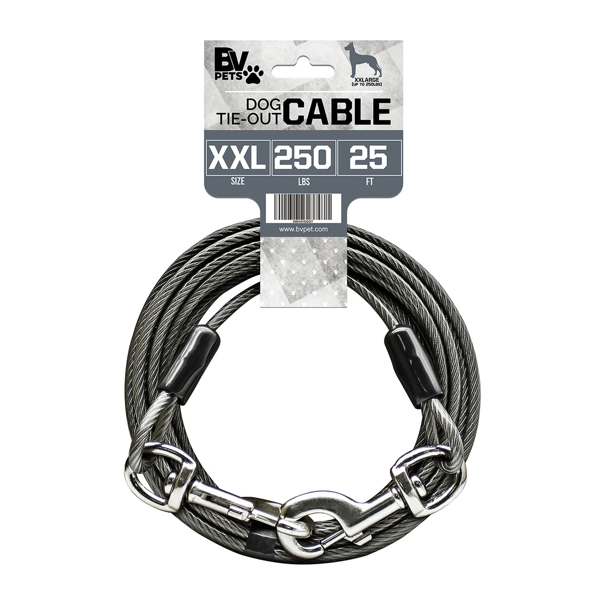 BV câble d'attache chien 25 pieds avec rotation 360, liberté maîtrisée.