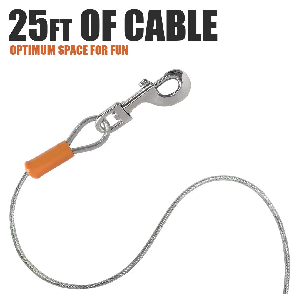 BV câble d'attache chien longueur 25 pieds, confort et espace pour bouger.