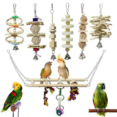 BWOGUE 7-pack jouets oiseau bois naturel, favorise l’escalade et le divertissement sain.