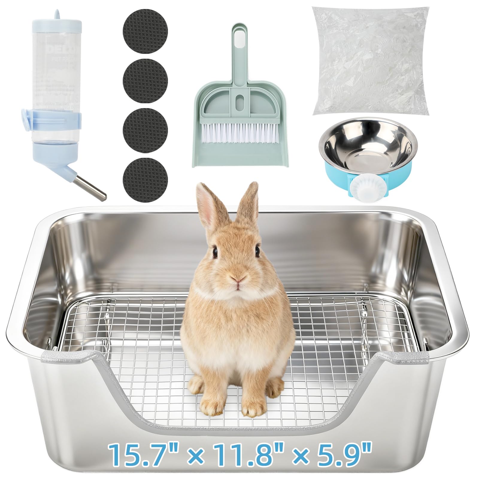 BWOGUE boîte-litière en inox montrant une solution durable et hygiénique pour lapin et petits animaux