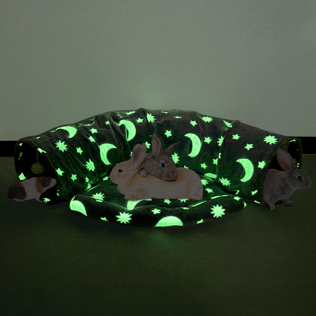 BWOGUE Bunny Tunnel dormeur en suede, espace cosy pour petits animaux.