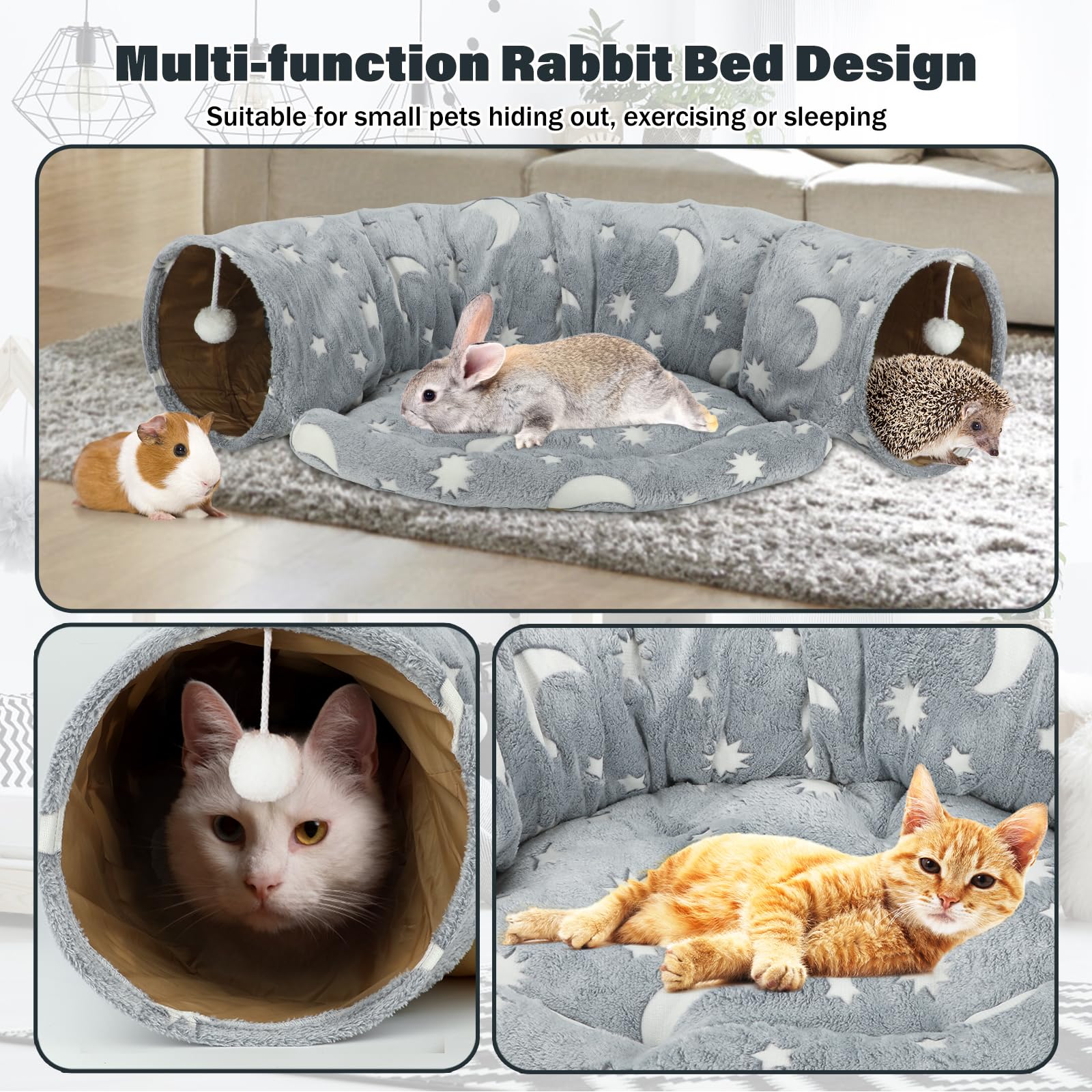 BWOGUE Bunny Tunnel utilisation polyvalente pour repos et jeu.