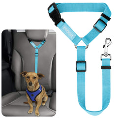 BWOGUE ceinture sécurité animaux – appui-tête bleu, sécurité accrue pendant les trajets en voiture.