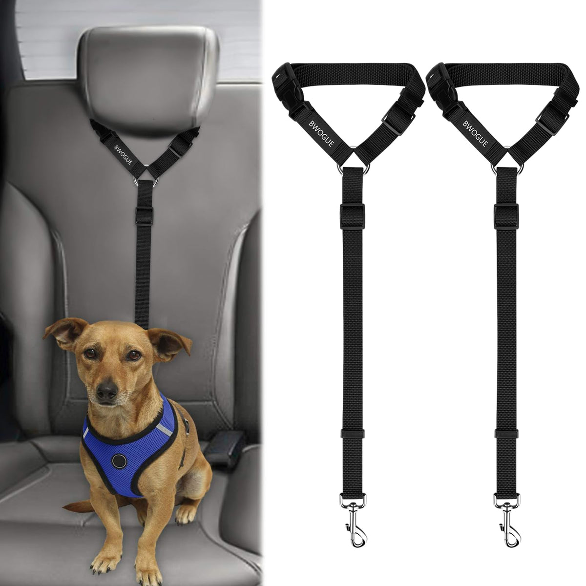 BWOGUE ceinture sécurité chien appui-tête voiture, sécurité et confort en déplacement.