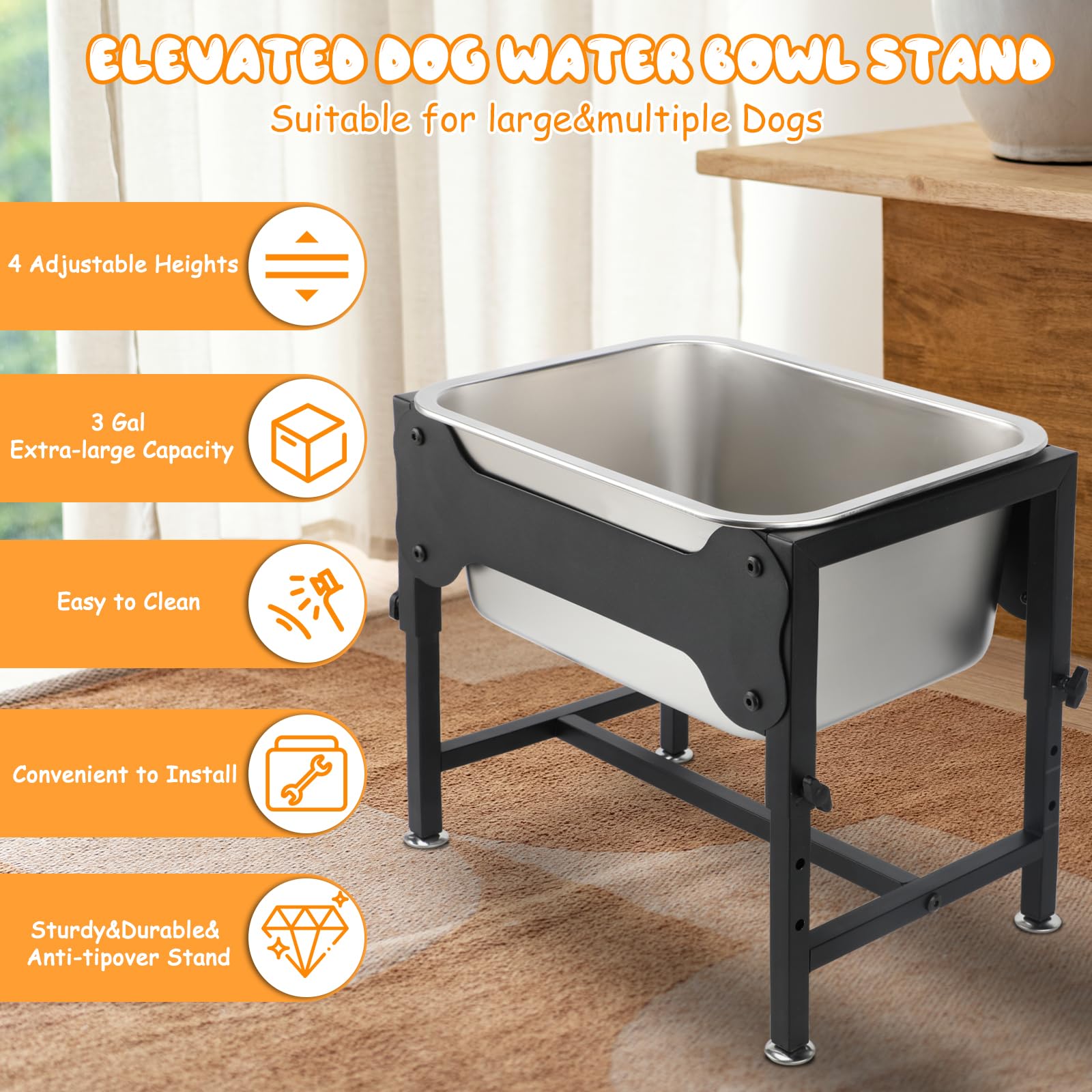 BWOGUE gamelle elevee 3 gal—matériau inox durable et nettoyage facile.