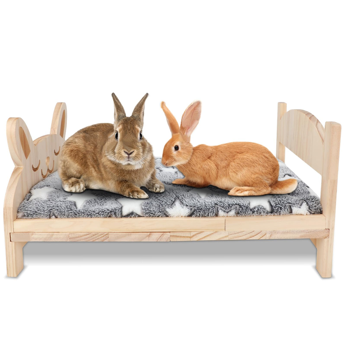 BWOGUE grand lit lapin en bois de 20,5 x 14,3 po pour dormir confortablement en groupe