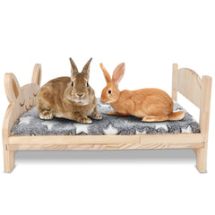BWOGUE grand lit lapin en bois de 20,5 x 14,3 po pour dormir confortablement en groupe