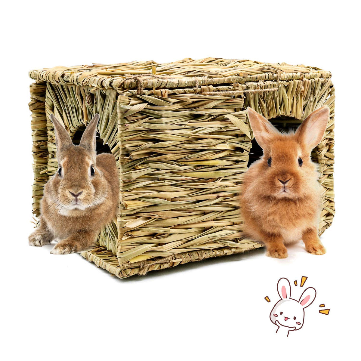 BWOGUE grande maison en herbe pour lapins, espace idéal pour jeu et repos.
