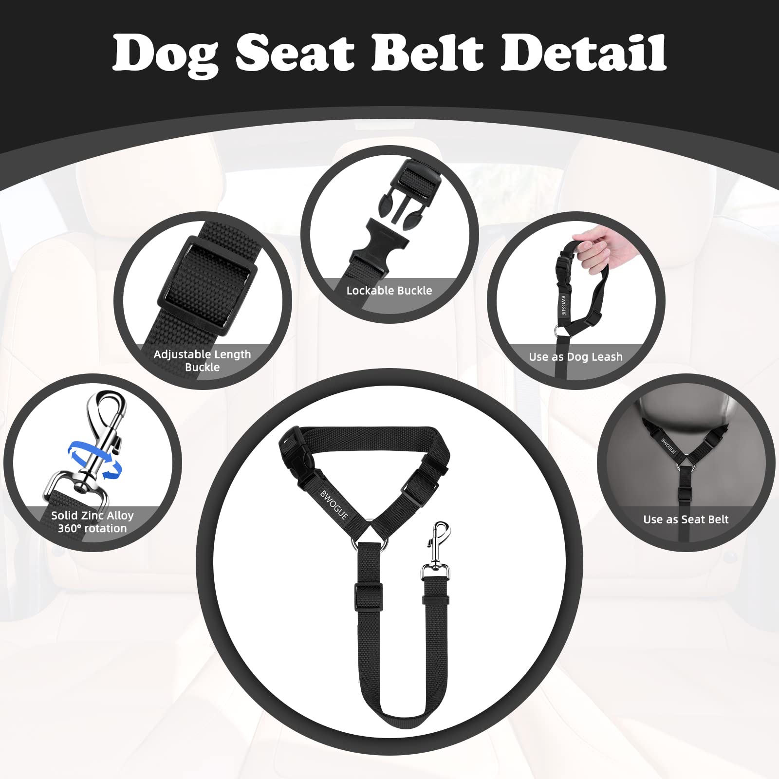 BWOGUE lanière nylon durable ajustable 18-30 pouces pour tous les chiens.