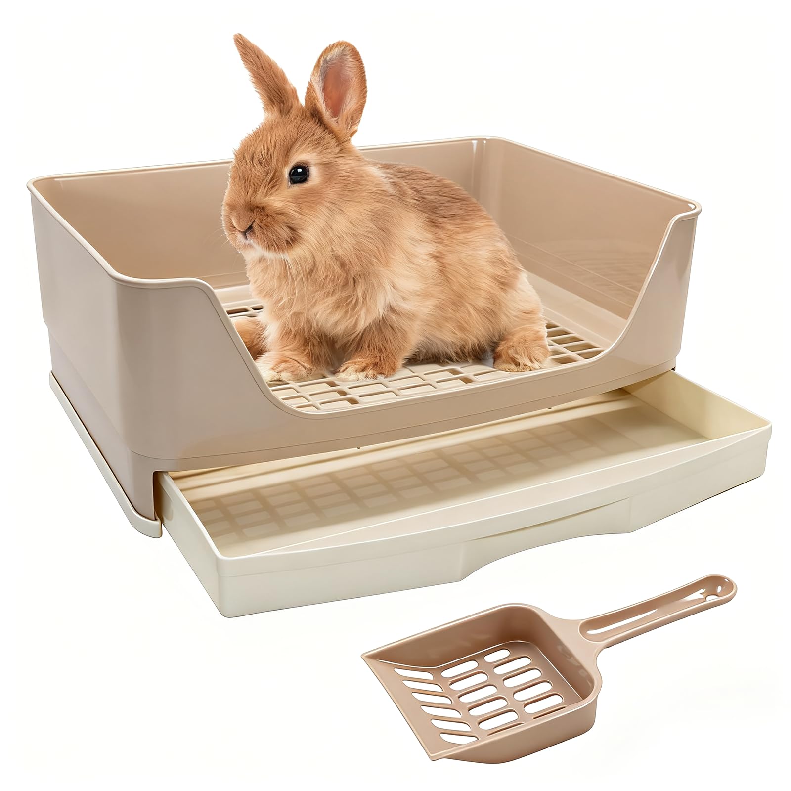 BWOGUE grand bac litière pour lapin, toilette d'angle pratique et propre.