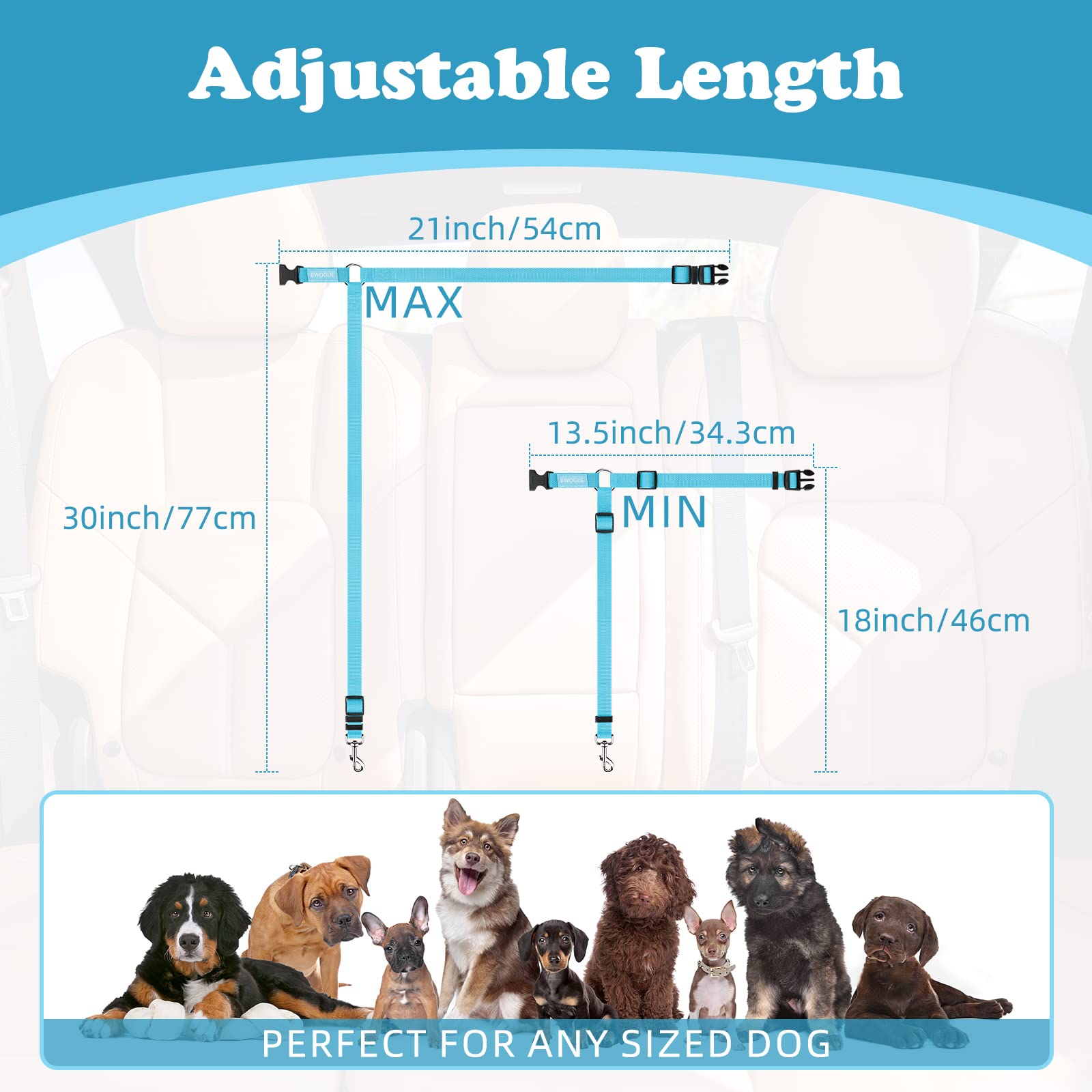 BWOGUE longueur reglable 18-30 pouces – s'adapte à toutes les tailles d'animaux.