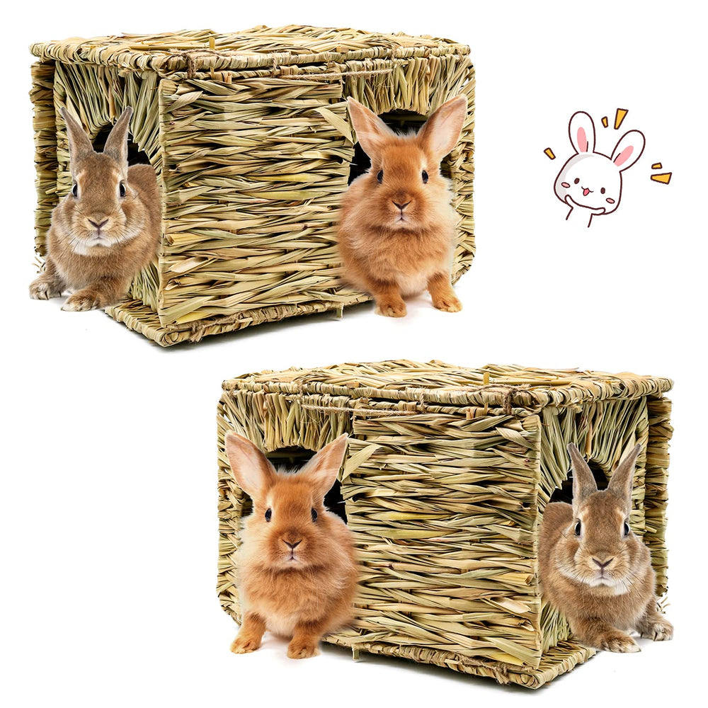 BWOGUE Maison-herbe-extra-large-lapin, refuge spacieux pour lapin et compagnons