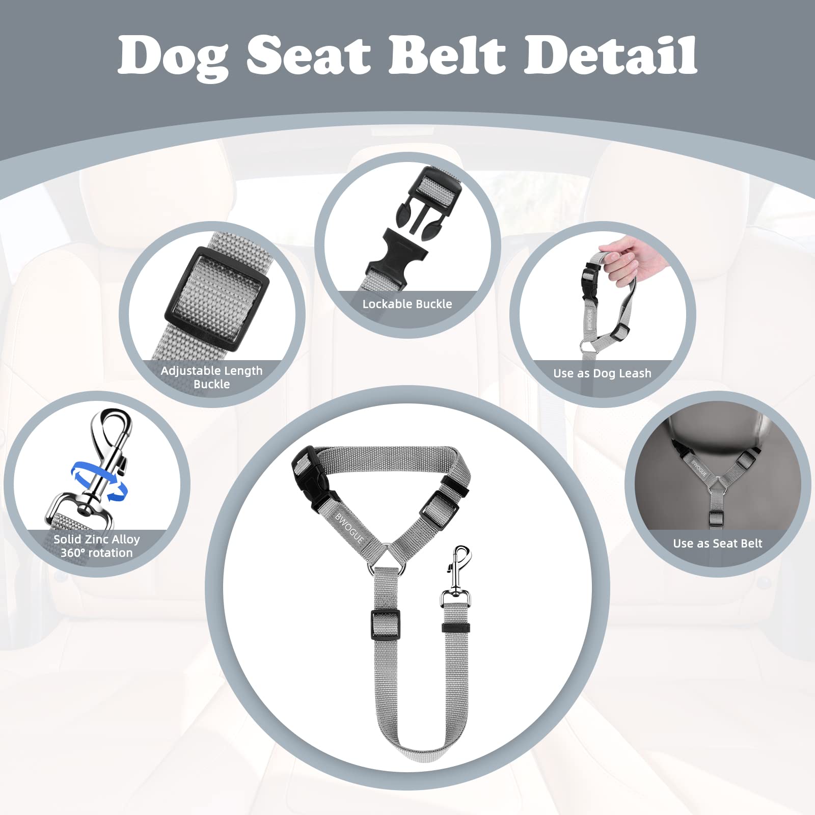 BWOGUE sangle nylon reglable: adaptabilité idéale pour diverses tailles d'animaux.