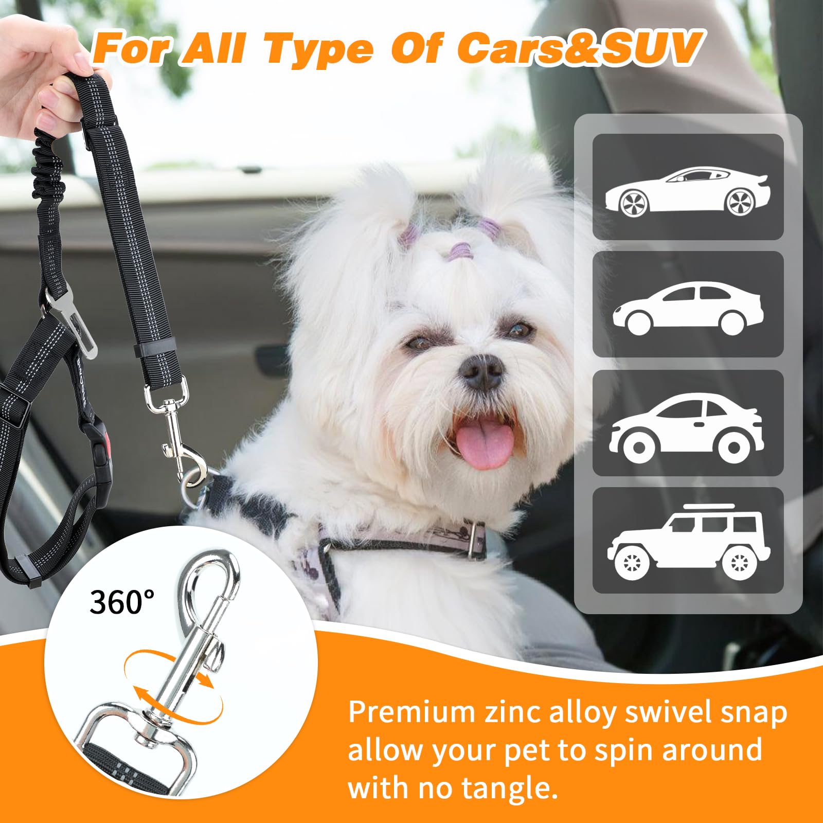 BWOGUE Système anti-enchevêtrement pour chiens facilite le contrôle en voiture.