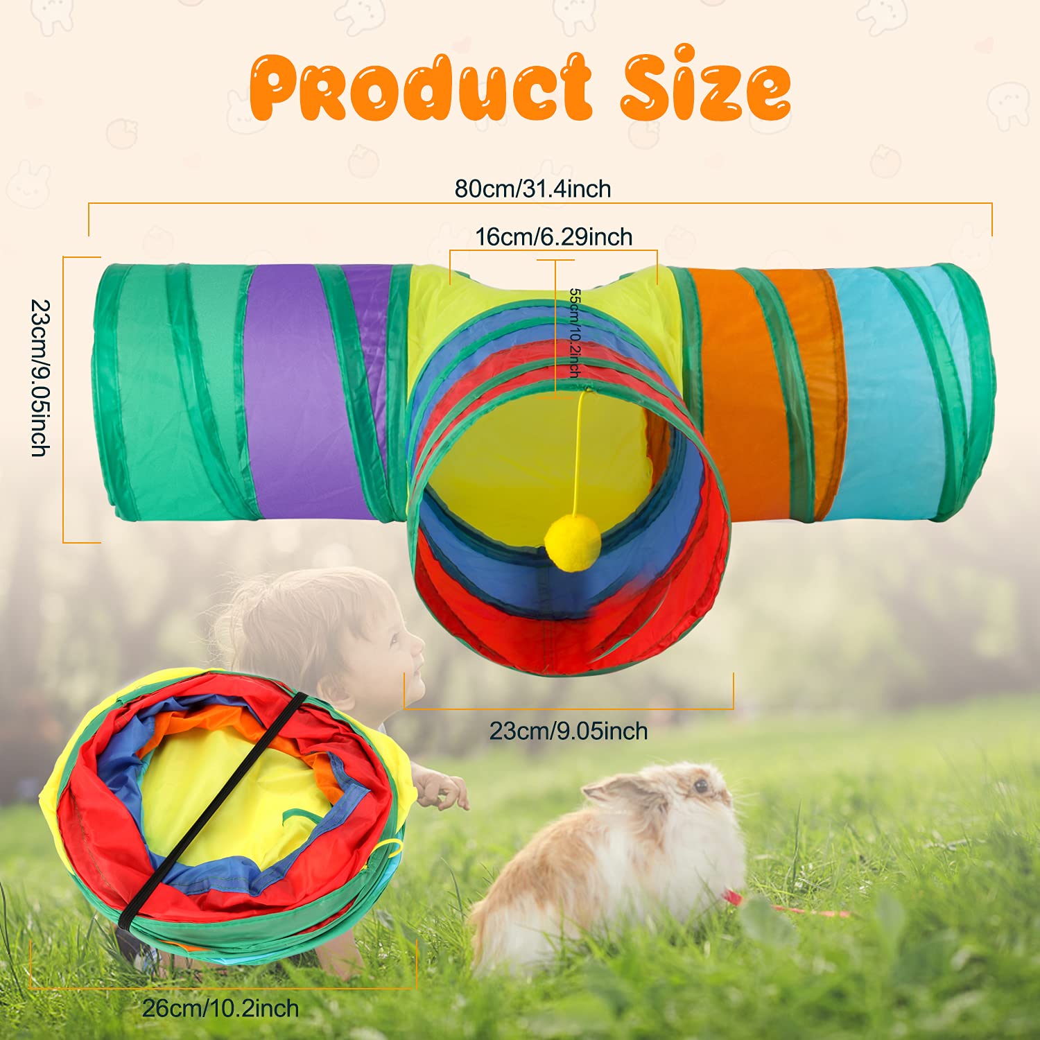 BWOGUE tunnels-lapin-pliable-portable: rangement et transport faciles.