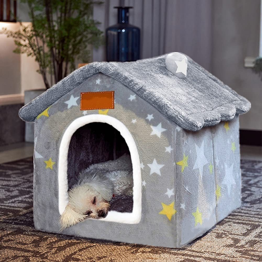 BXEBUI Maison chien intérieur avec mousse mémoire 30D pour repos confortable.