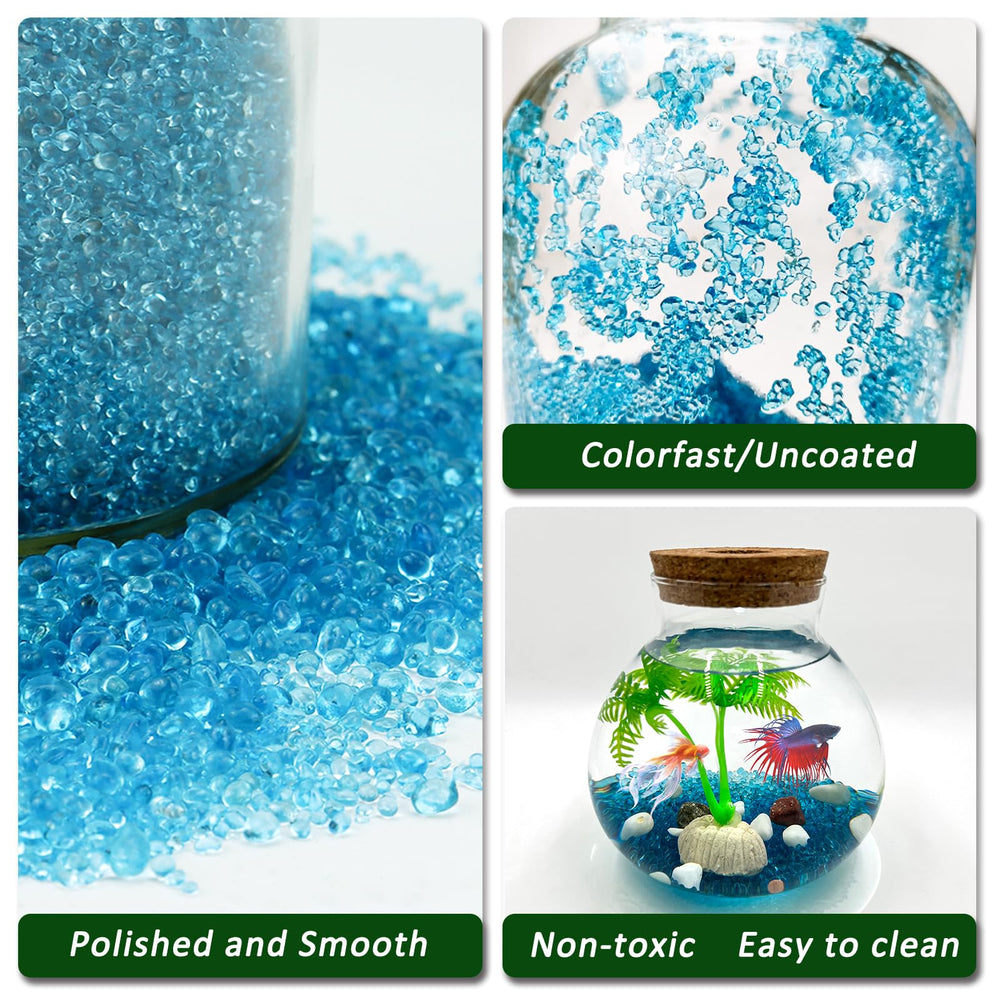 BXI décoration aquarium verre bleu glace pour flore et poissons