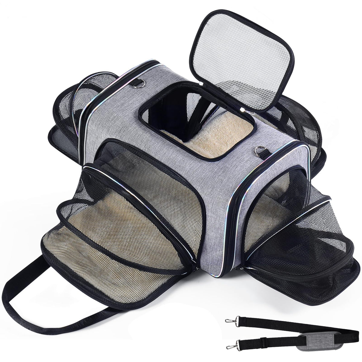 Bytaoqipet transporteur chat sous siège, vue d'ensemble, pratique pour voyager en avion.