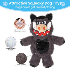 Jouet Bzonsmart sifflant peluche éléphant, textures variées pour chien